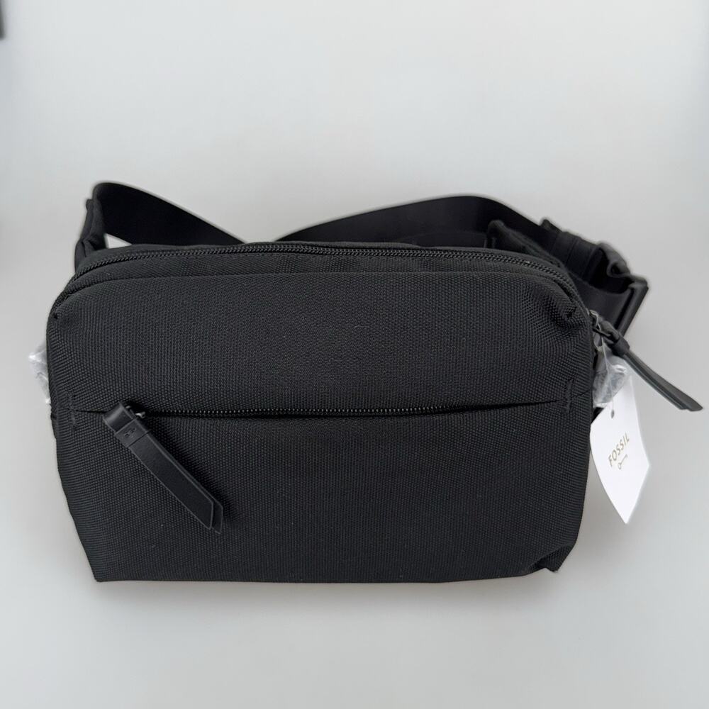 Fossil Weston Sling Bag Black Crossbody SBG1322001 Oxford Mens Fanny Pack NWT